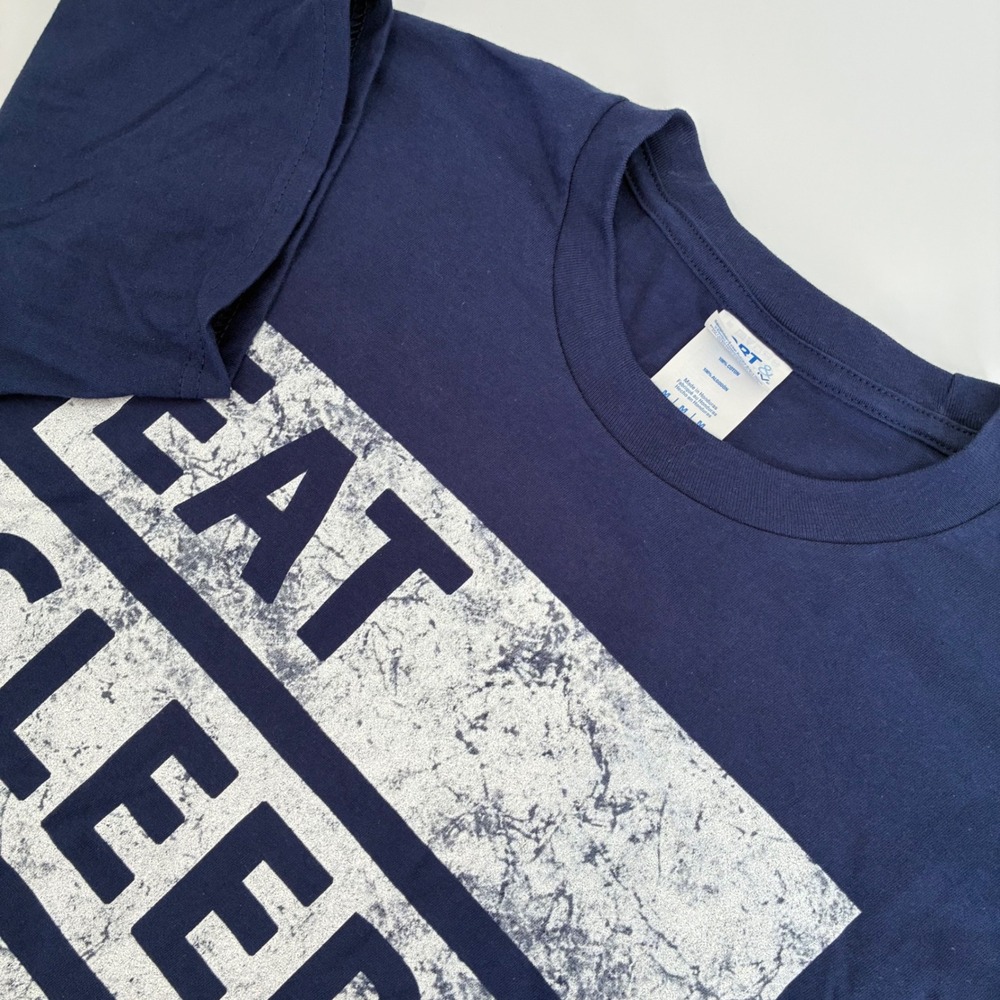 Port & Company Eat Sleep Skate Repeat Graphic T-Shirt Navy Blue Mens Medium